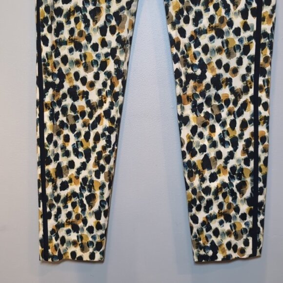 3/$20 Zara Abstract Leopard Print Trouser Pants Slim Cropped Ankle Taped Side - Picture 3 of 13